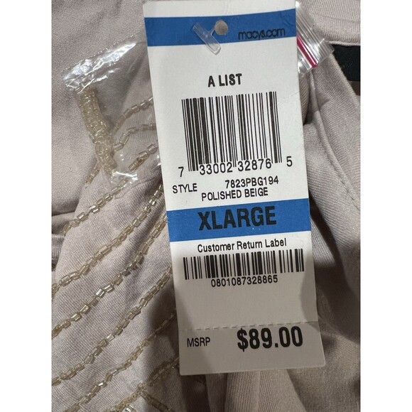 NWT Alfani Solid Beige Bead Embellished Sleeveless Knit MIDI Dress - Size XL - Picture 6 of 7